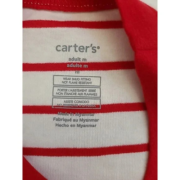 NWT Adult Carters Christmas Pajamas Pjs 2 pc White Red Medium Loungewear - Picture 6 of 11